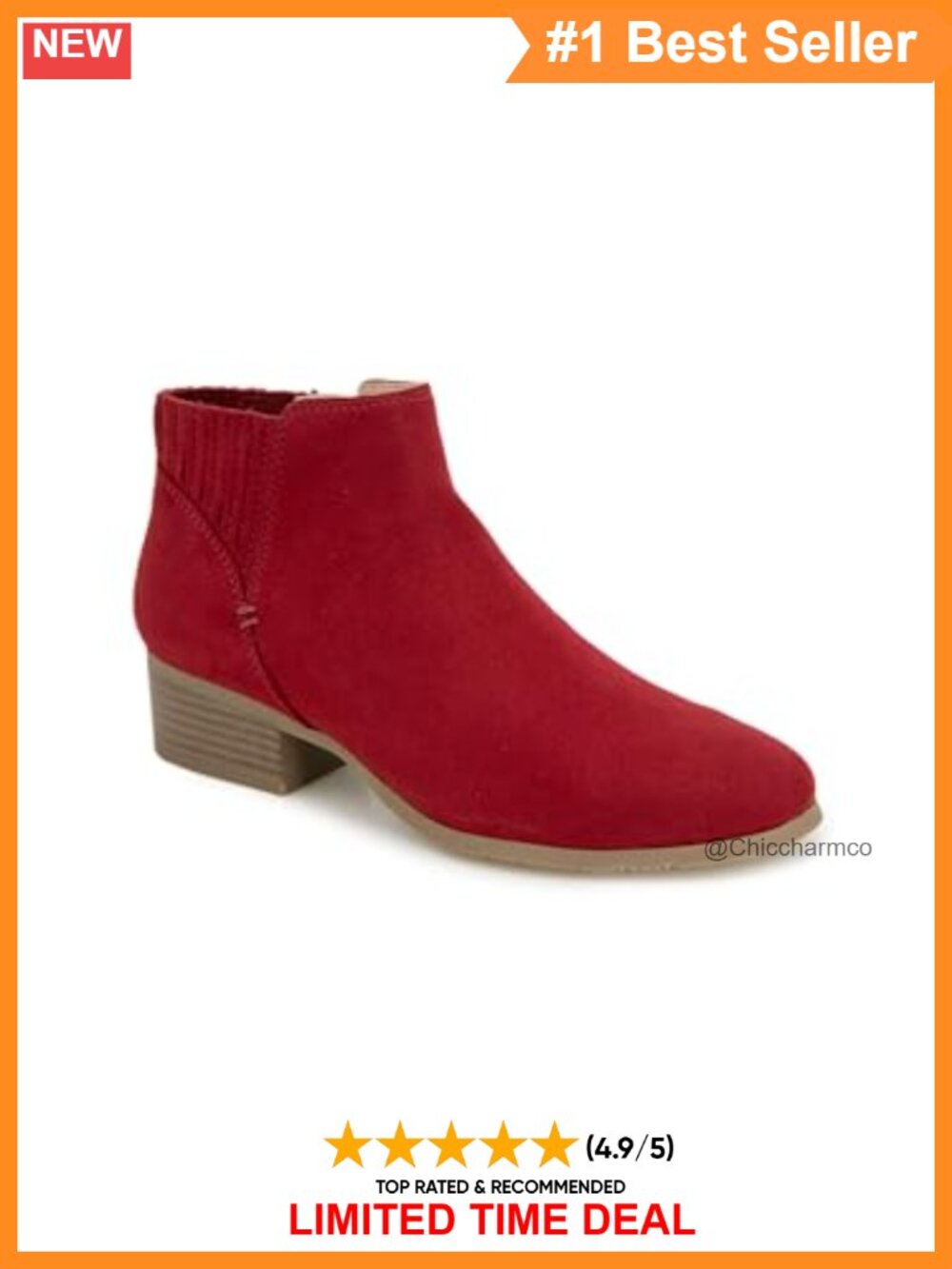 Block Heel Ankle Bootie Almond Toe Synthetic Zip Fall Boots